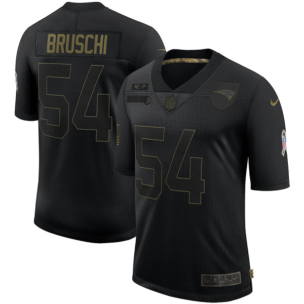 Men's New England Patriots #54 Tedy Bruschi Black NFL 2020 Salute To Service Limited Stitched Jersey